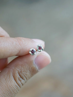 Garnet Flower Earrings