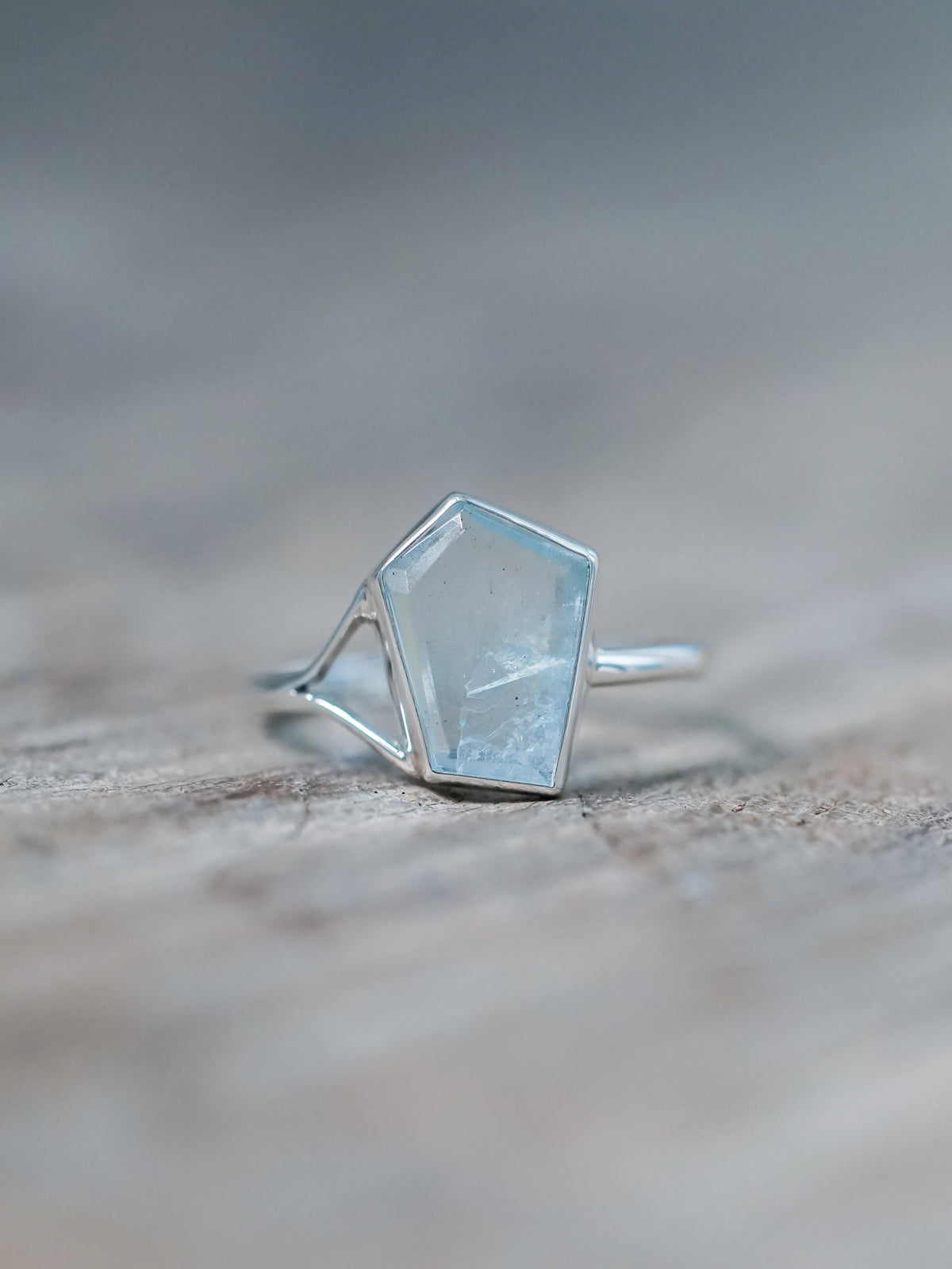 Geo Cut Aquamarine Ring - size 9