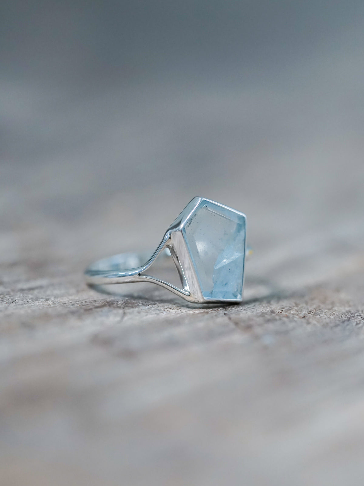 Geo Cut Aquamarine Ring - size 9