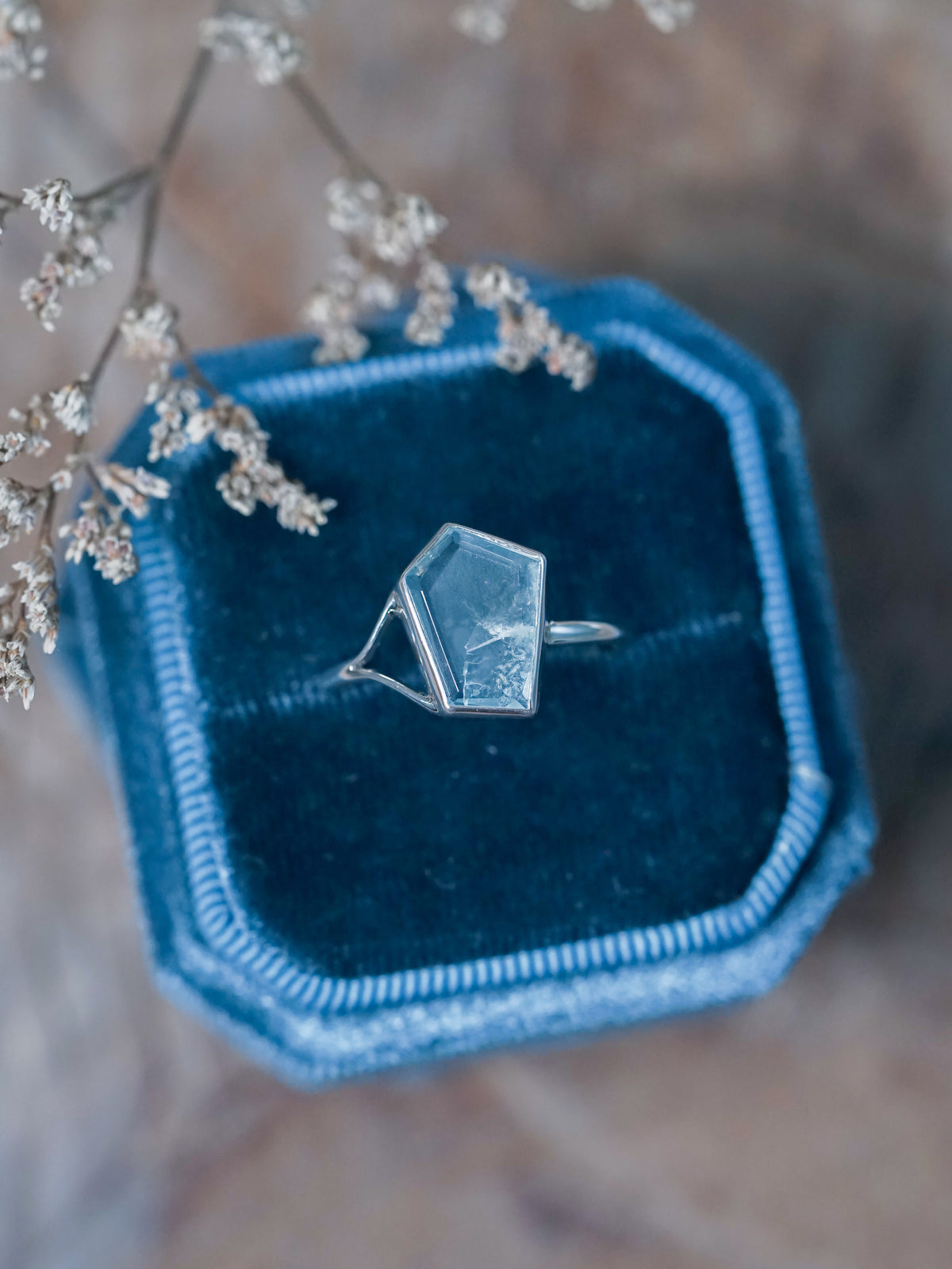 Geo Cut Aquamarine Ring - size 9