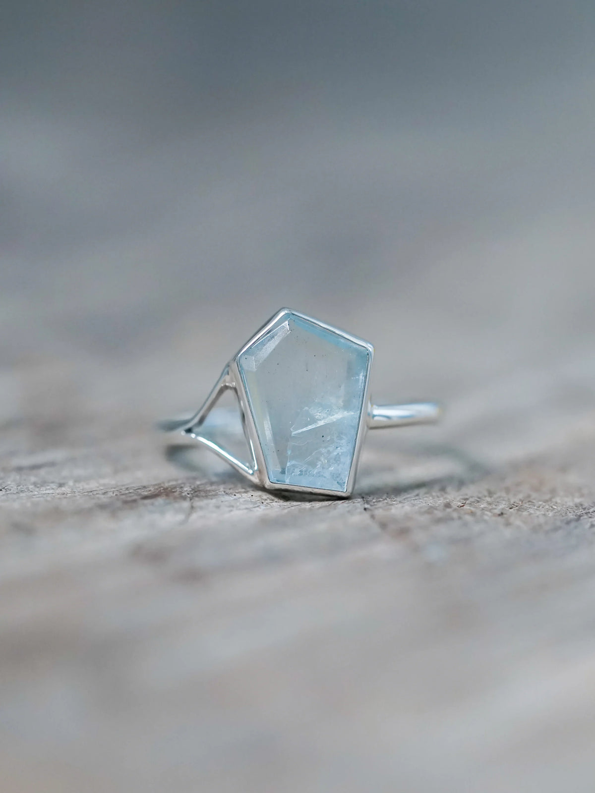 Geo Cut Aquamarine Ring in Sterling Silver