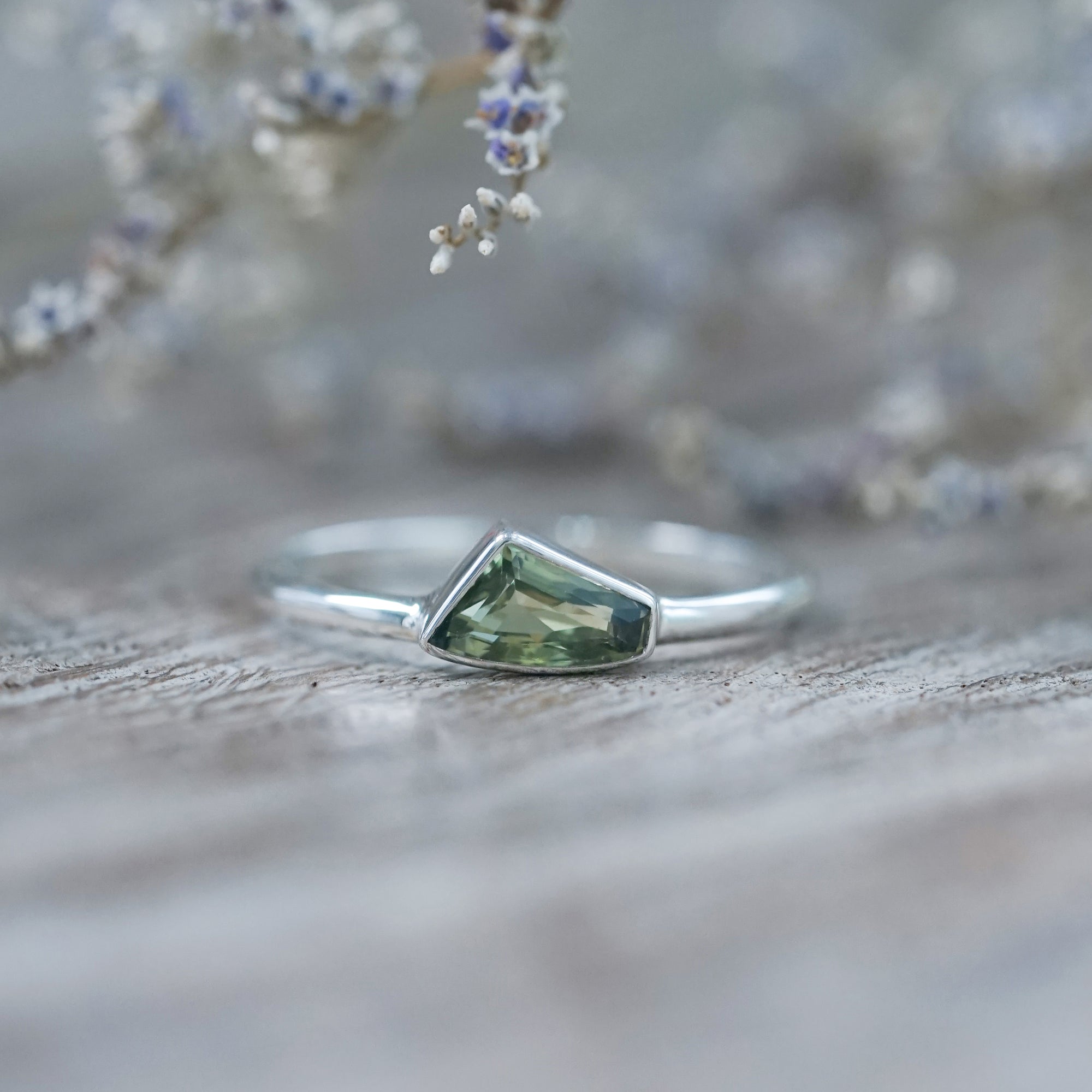 Geo Green Sapphire Ring