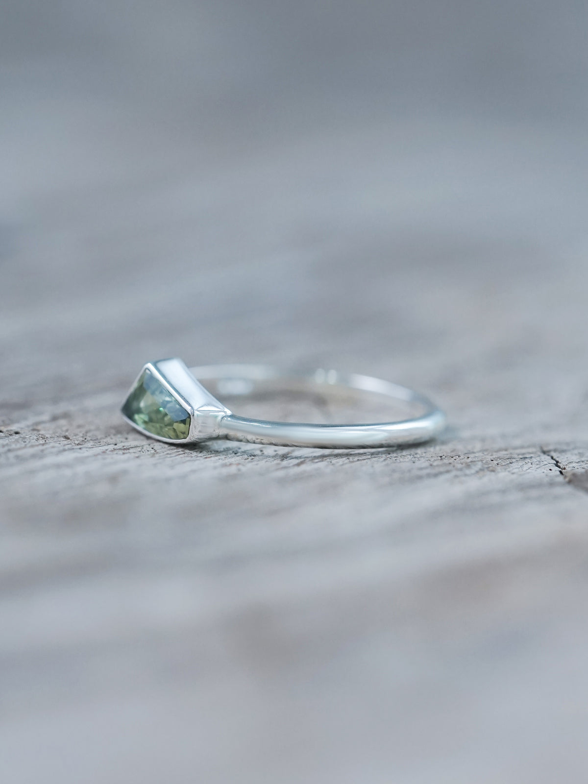 Geo Green Sapphire Ring from Australia | Recycled sterling silver