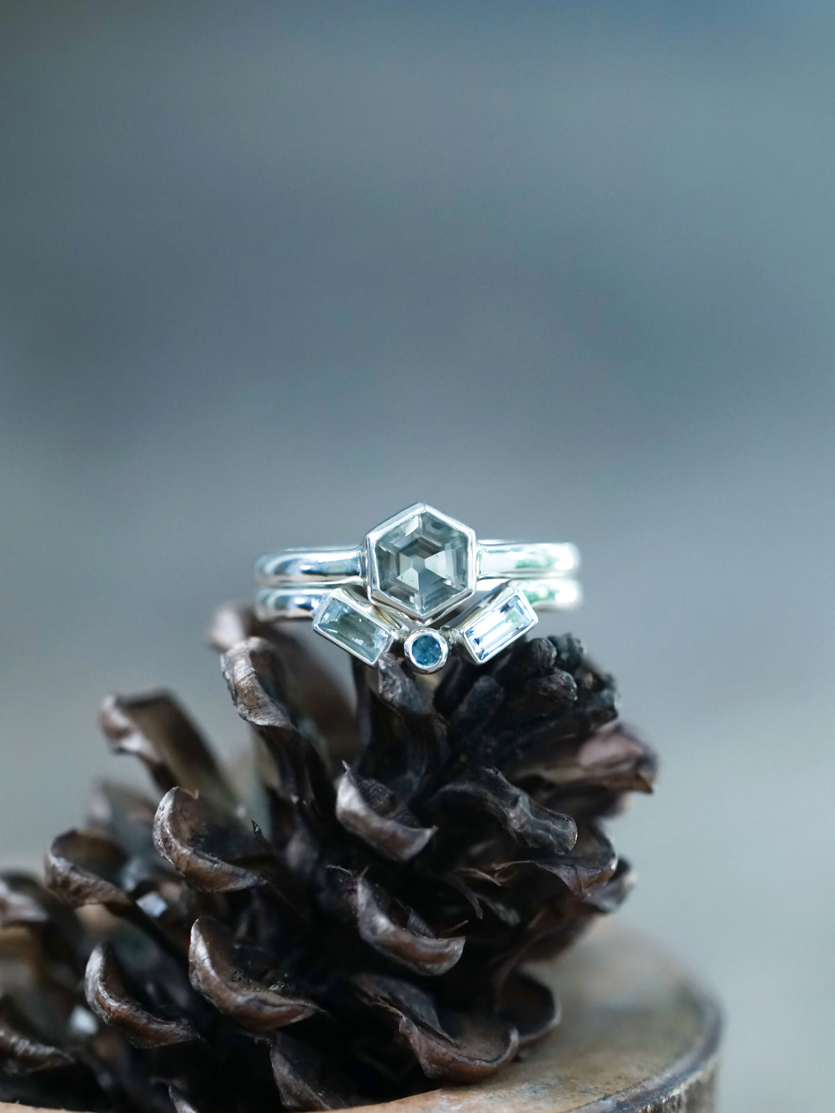 Green Amethyst and Aquamarine Ring - Gardens of the Sun | Ethical Jewelry