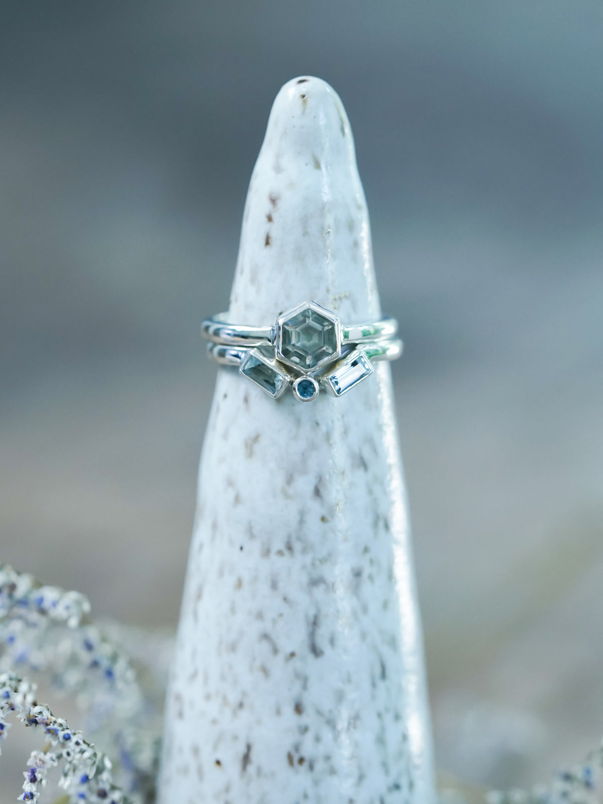 Green Amethyst and Aquamarine Ring - Gardens of the Sun | Ethical Jewelry