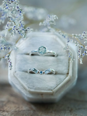 Green Amethyst and Aquamarine Ring - Gardens of the Sun | Ethical Jewelry