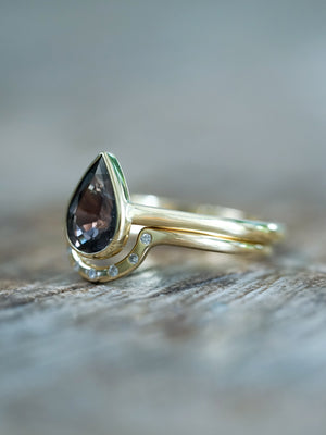 Pear Sapphire Ring Set in Ethical Gold - Gardens of the Sun | Ethical Jewelry