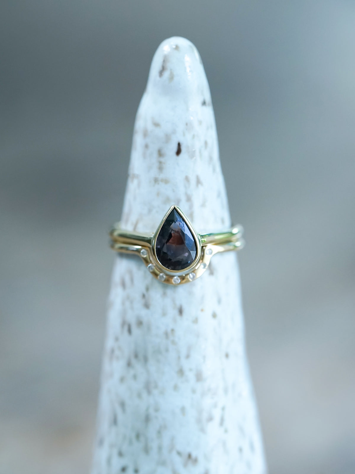 Pear Sapphire Ring Set in Ethical Gold - Gardens of the Sun | Ethical Jewelry