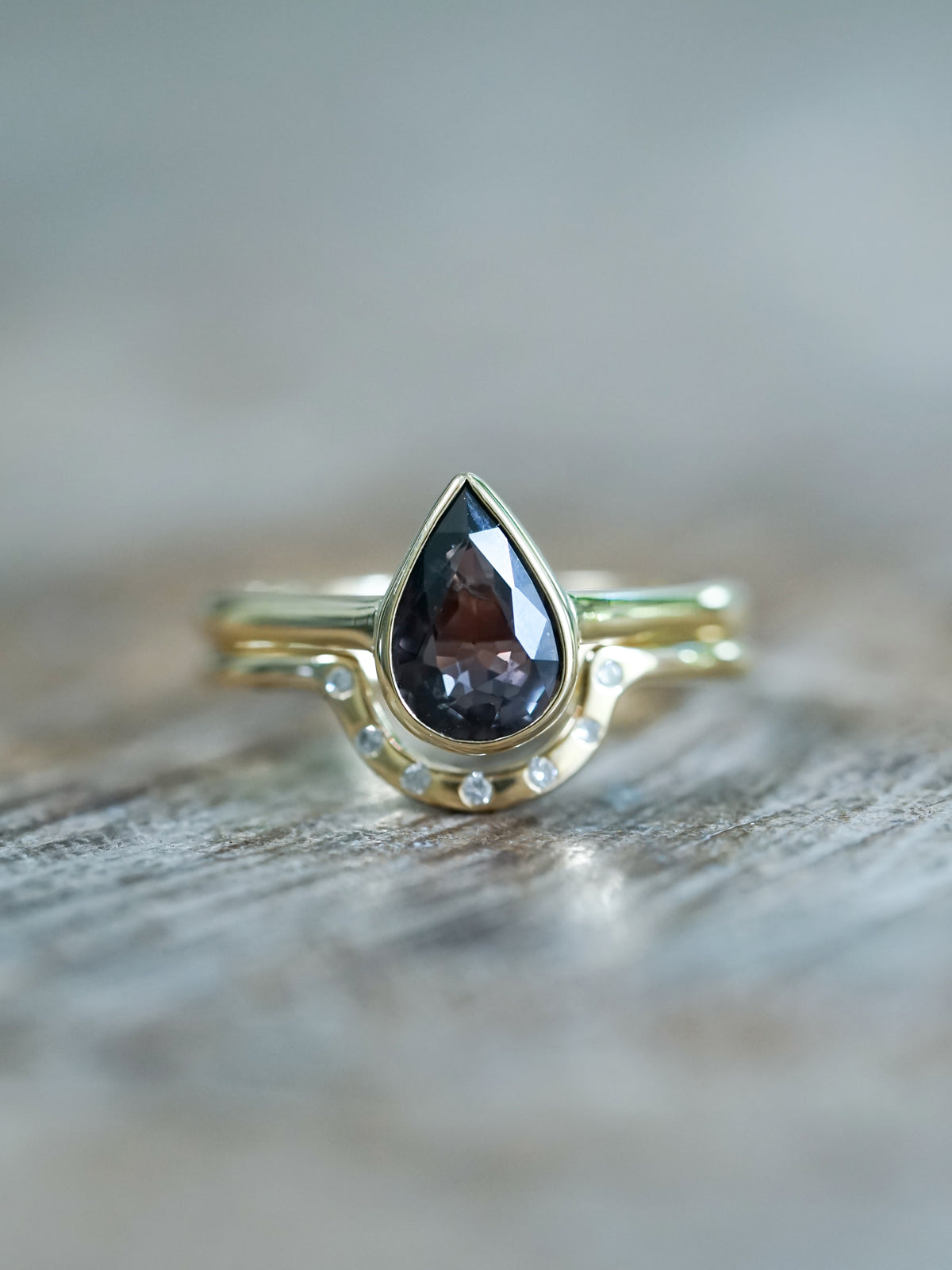 Pear Sapphire Ring Set in Ethical Gold - Gardens of the Sun | Ethical Jewelry