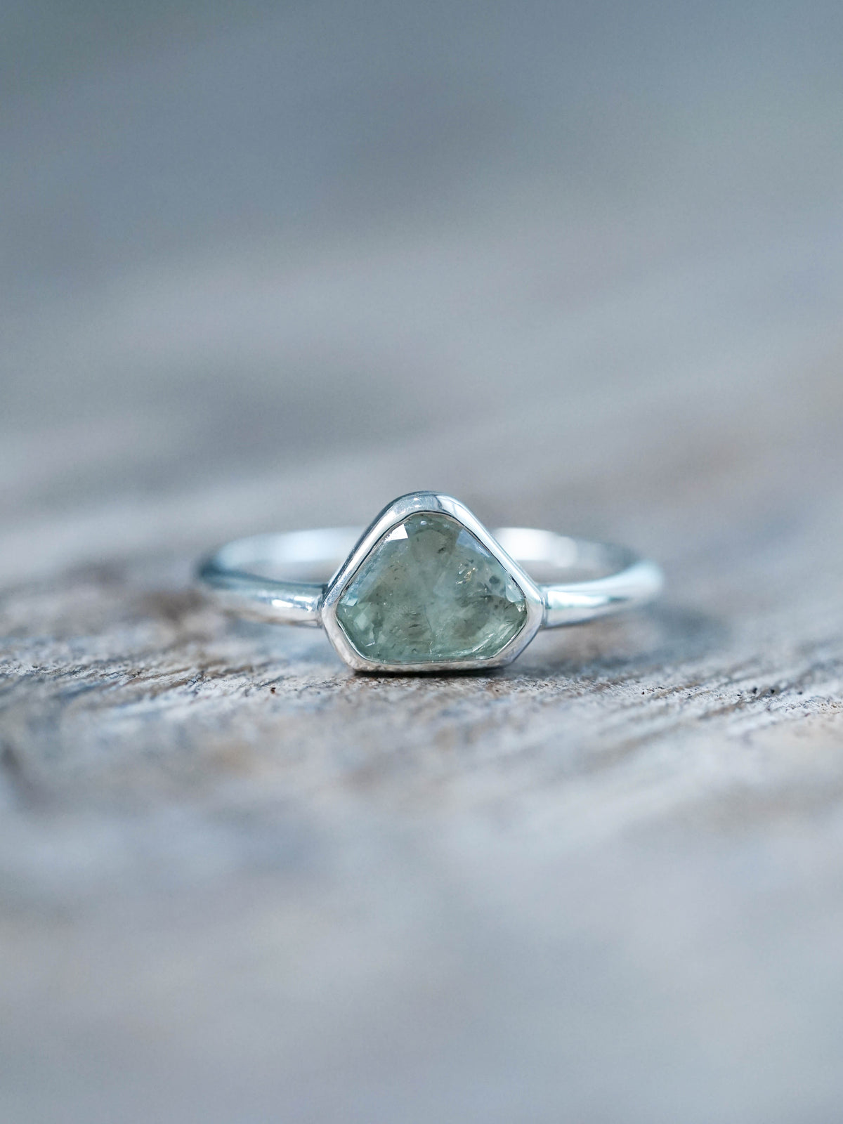 Green Montana Sapphire and Diamond Ring in Sterling Silver