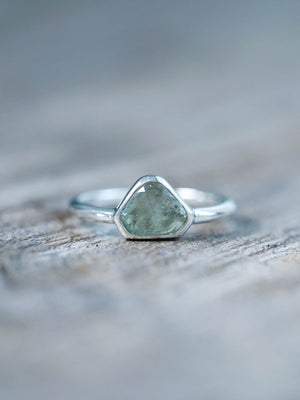 Green Montana Sapphire and Diamond Ring in Sterling Silver