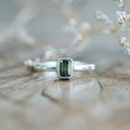 Green Parti Sapphire Ring in Sterling Silver