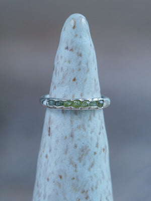 Green Peridot and Sapphire Hidden Gems Ring