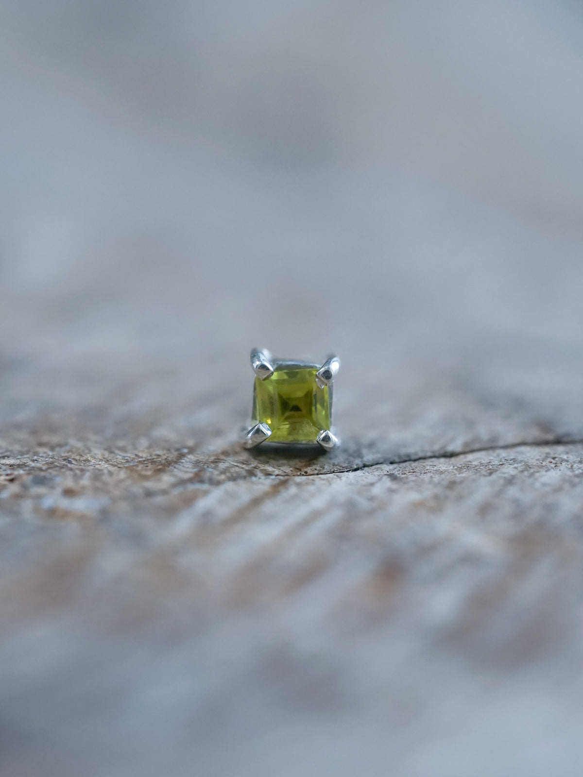 Green Sapphire Stud Earrings in Sterling Silver