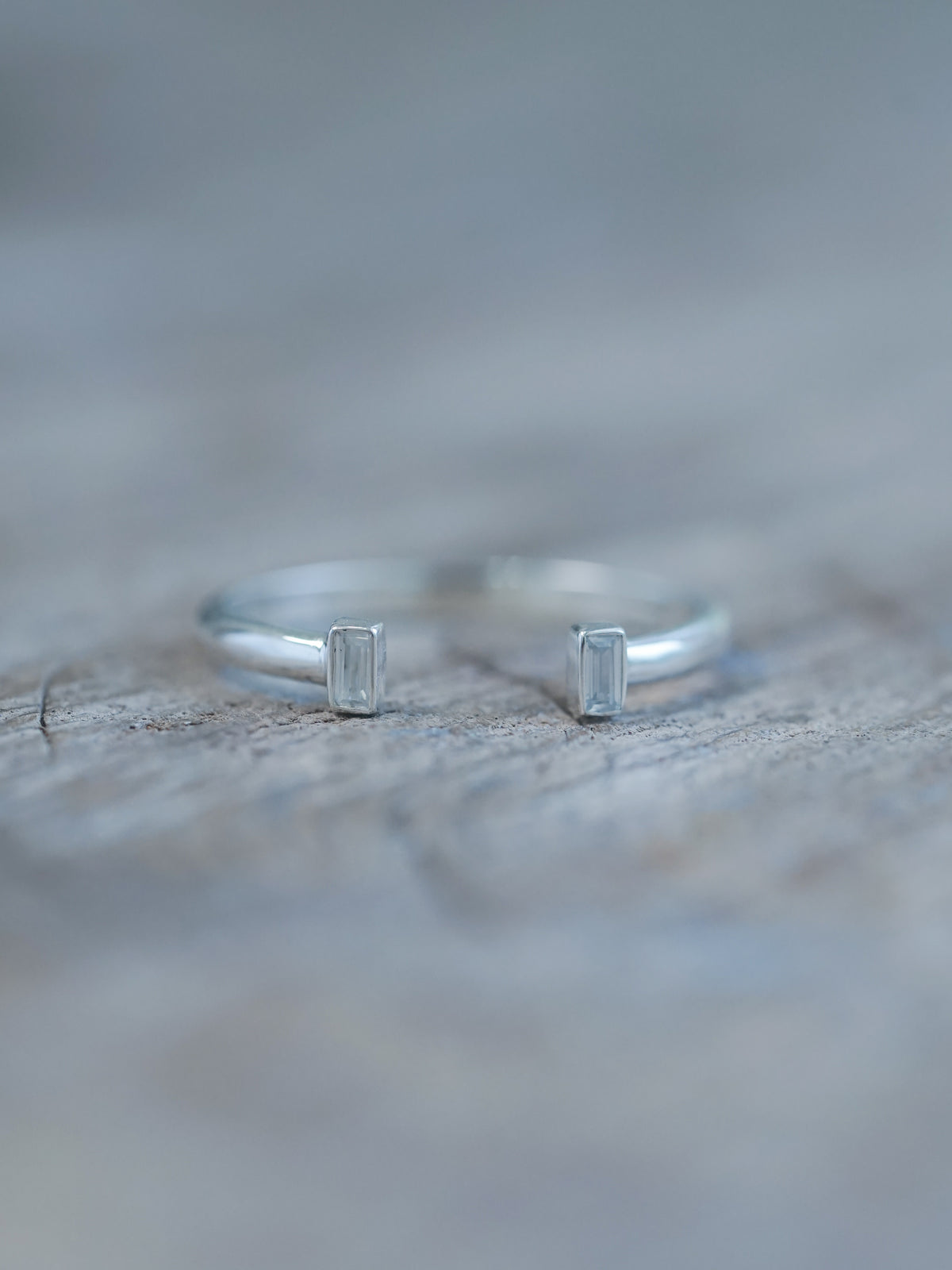 Green Sapphire and Zircon Ring Set using recycled sterling silver 