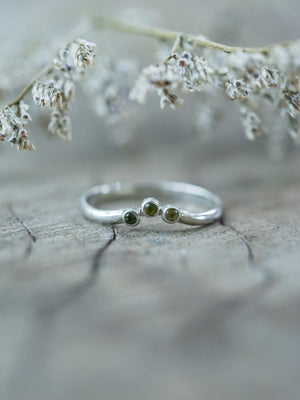 Green Tourmaline Crown Ring in Sterling Silver