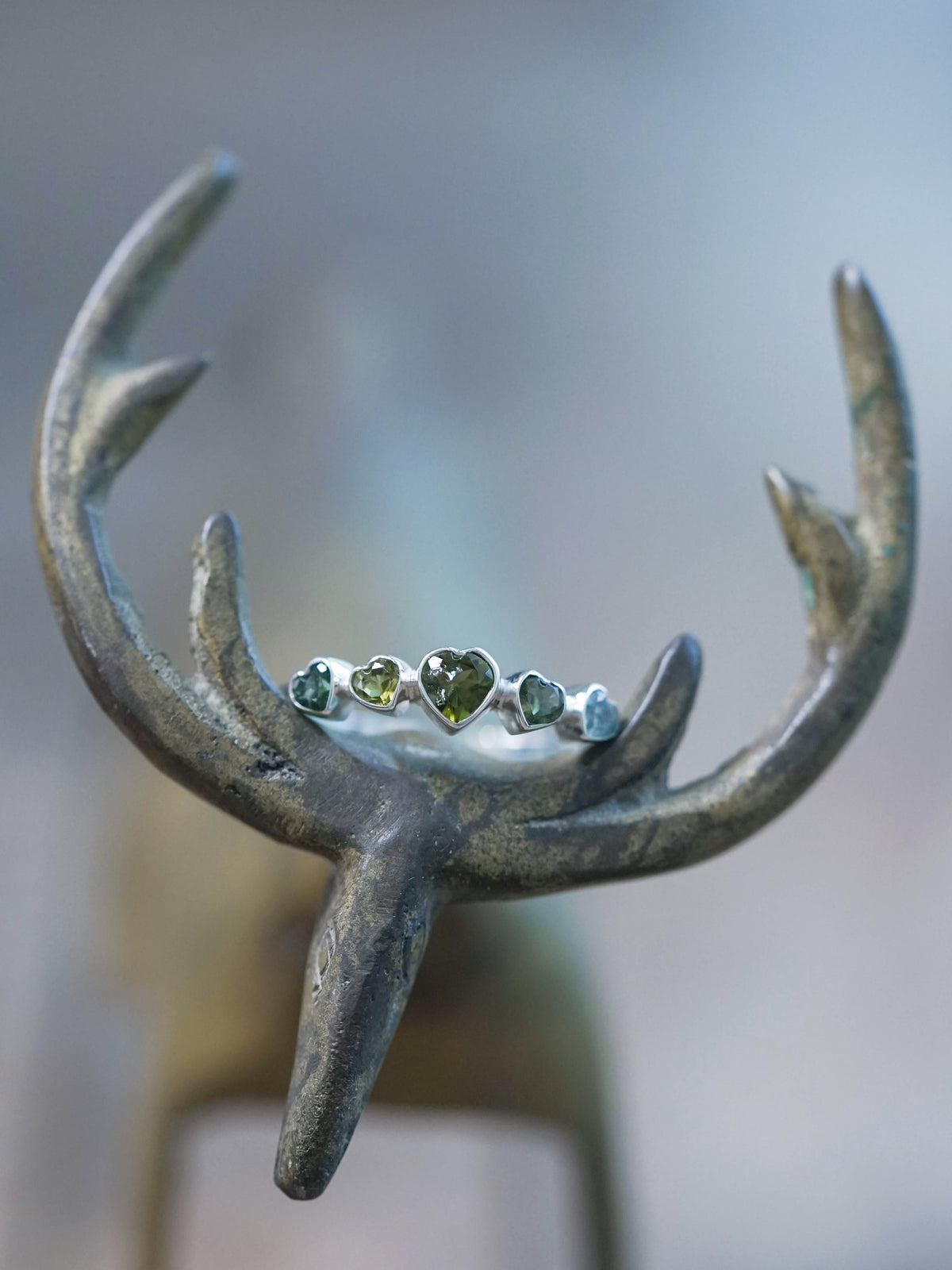 Green Tourmaline Heart Ring Sterling Silver