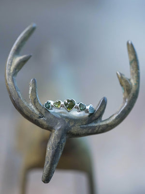 Green Tourmaline Heart Ring Sterling Silver