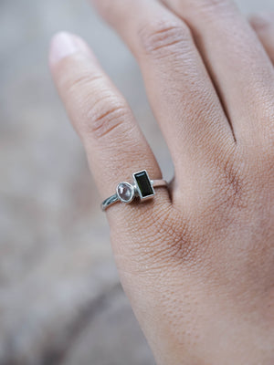 Green Tourmaline and Prehnite Ring for man and woman