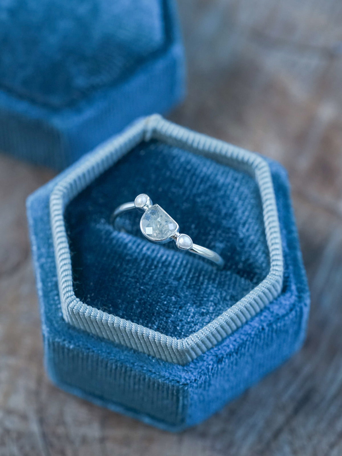 Half Moon Diamond and Pearl Ring - Gardens of the Sun | Ethical Jewelry