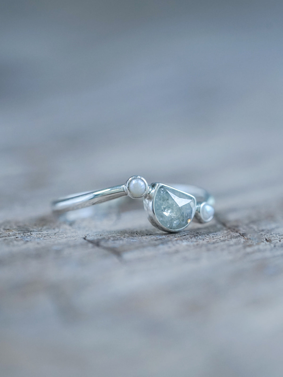 Half Moon Diamond and Pearl Ring - Gardens of the Sun | Ethical Jewelry
