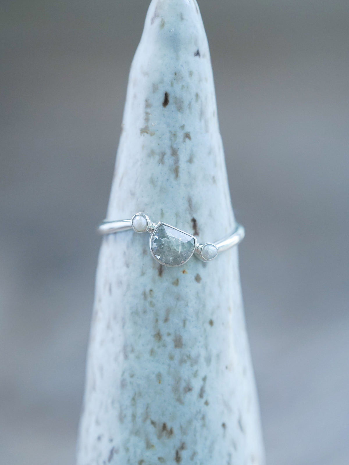 Half Moon Diamond and Pearl Ring - Gardens of the Sun | Ethical Jewelry
