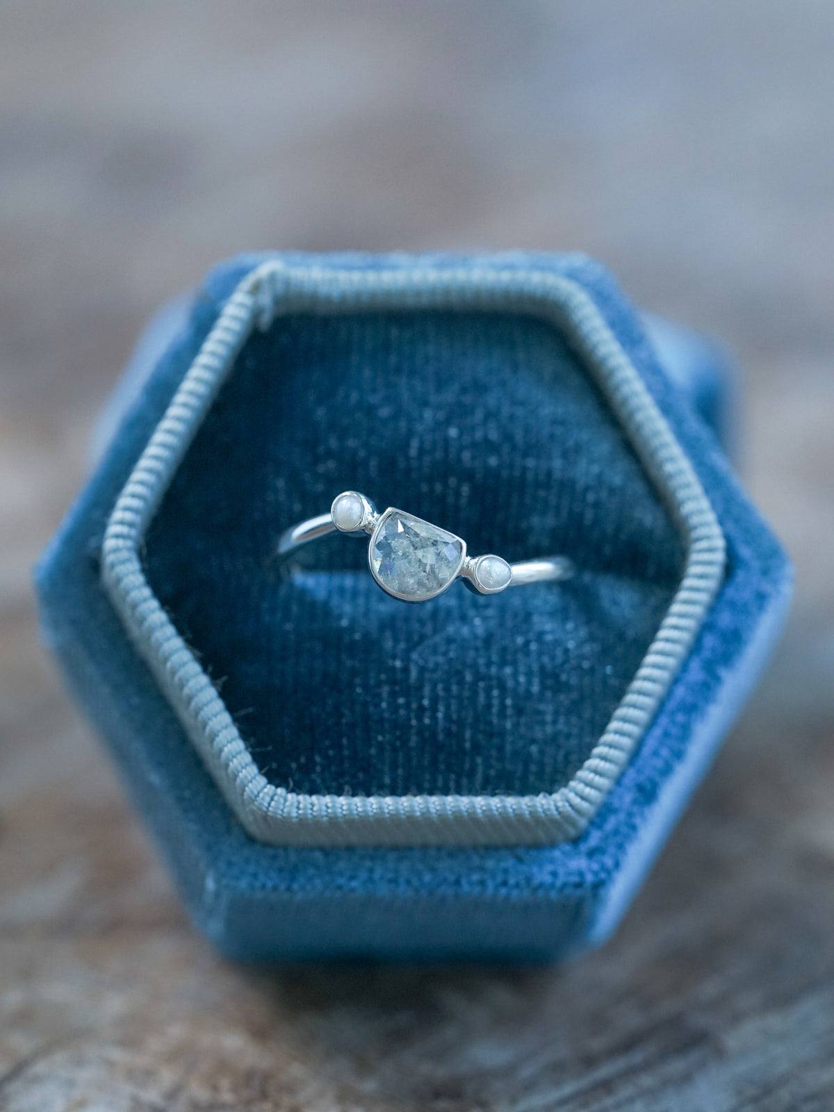 Half Moon Diamond and Pearl Ring - Gardens of the Sun | Ethical Jewelry