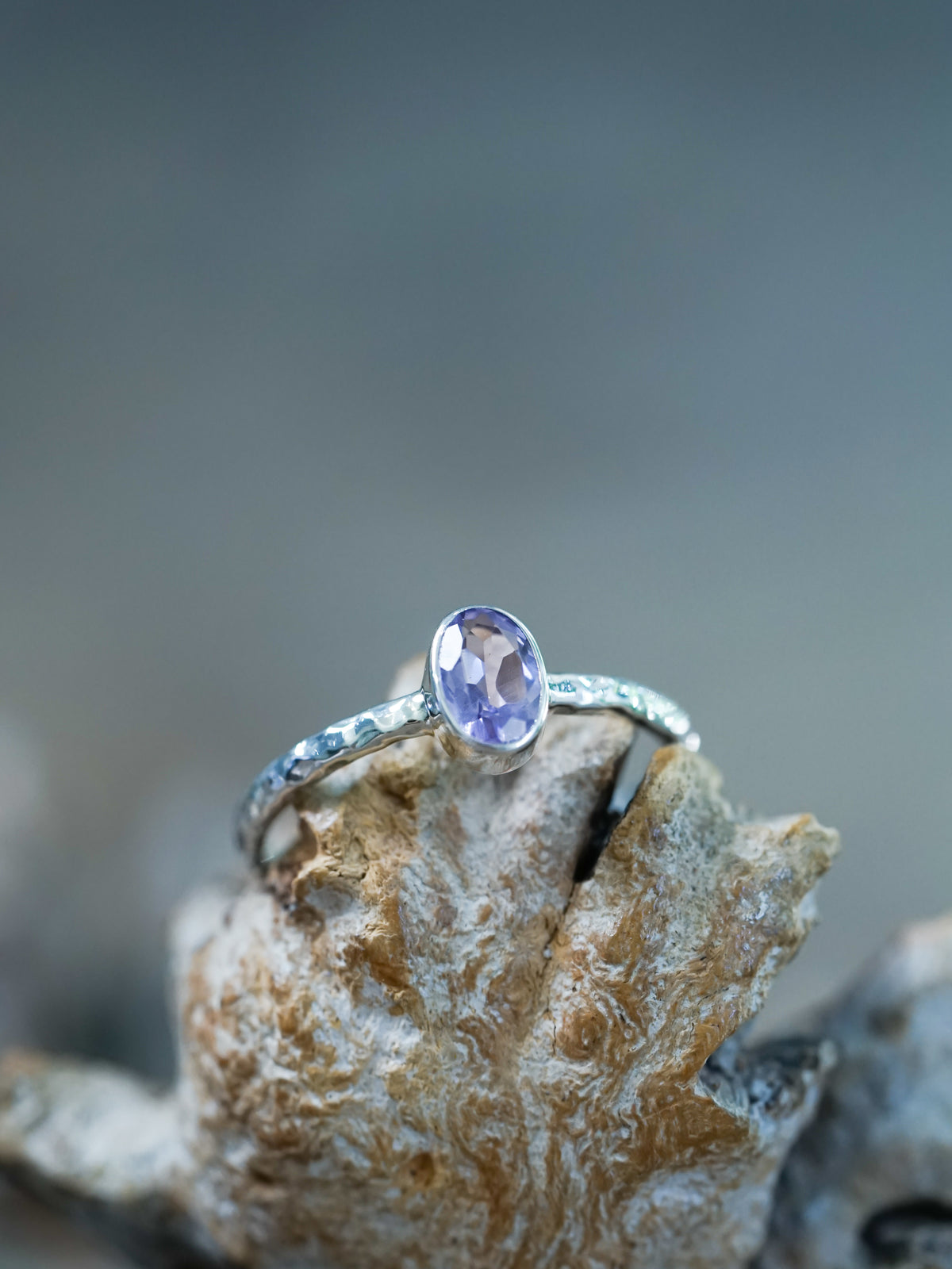 Hammered Amethyst Ring - Gardens of the Sun | Ethical Jewelry