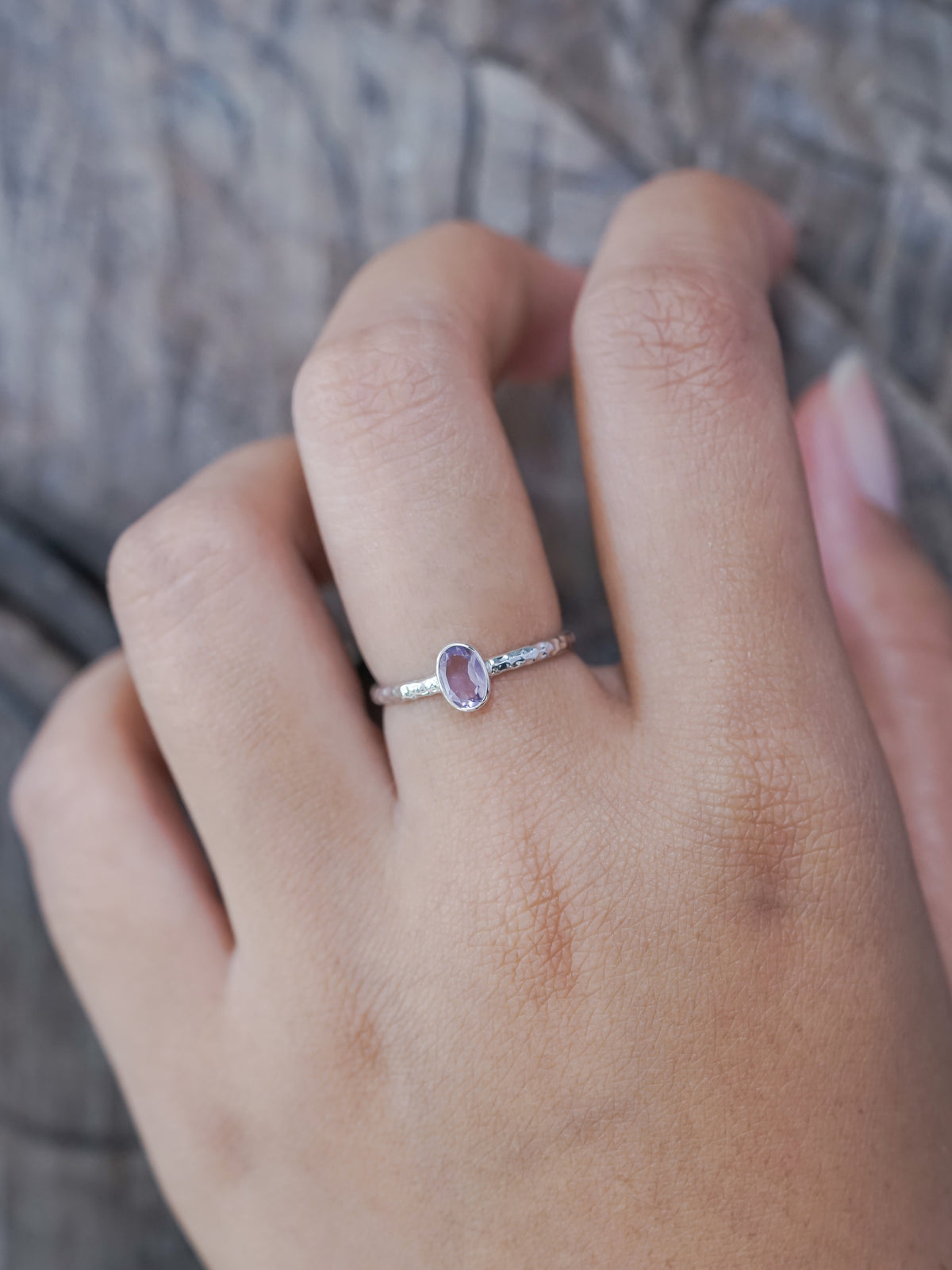Hammered Amethyst Ring - Gardens of the Sun | Ethical Jewelry