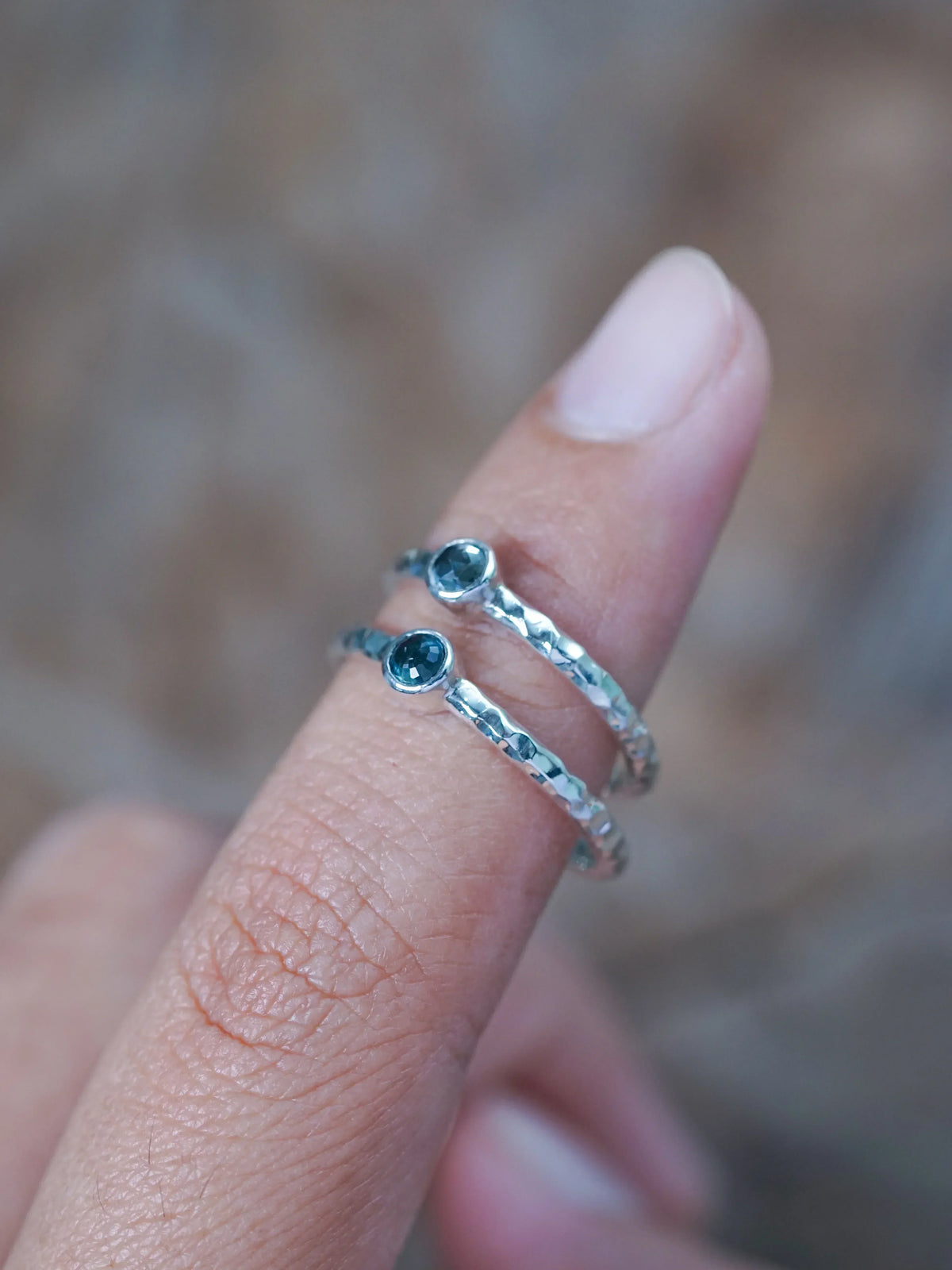 Hammered Sapphire Ring