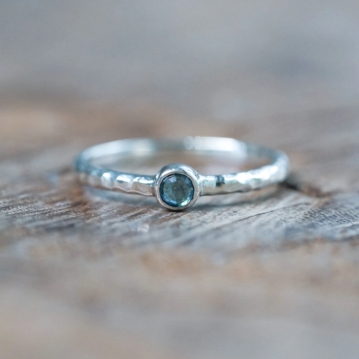Hammered Blue Sapphire Ring
