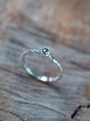 Hammered Blue Sapphire Ring in Recycled Sterling Silver