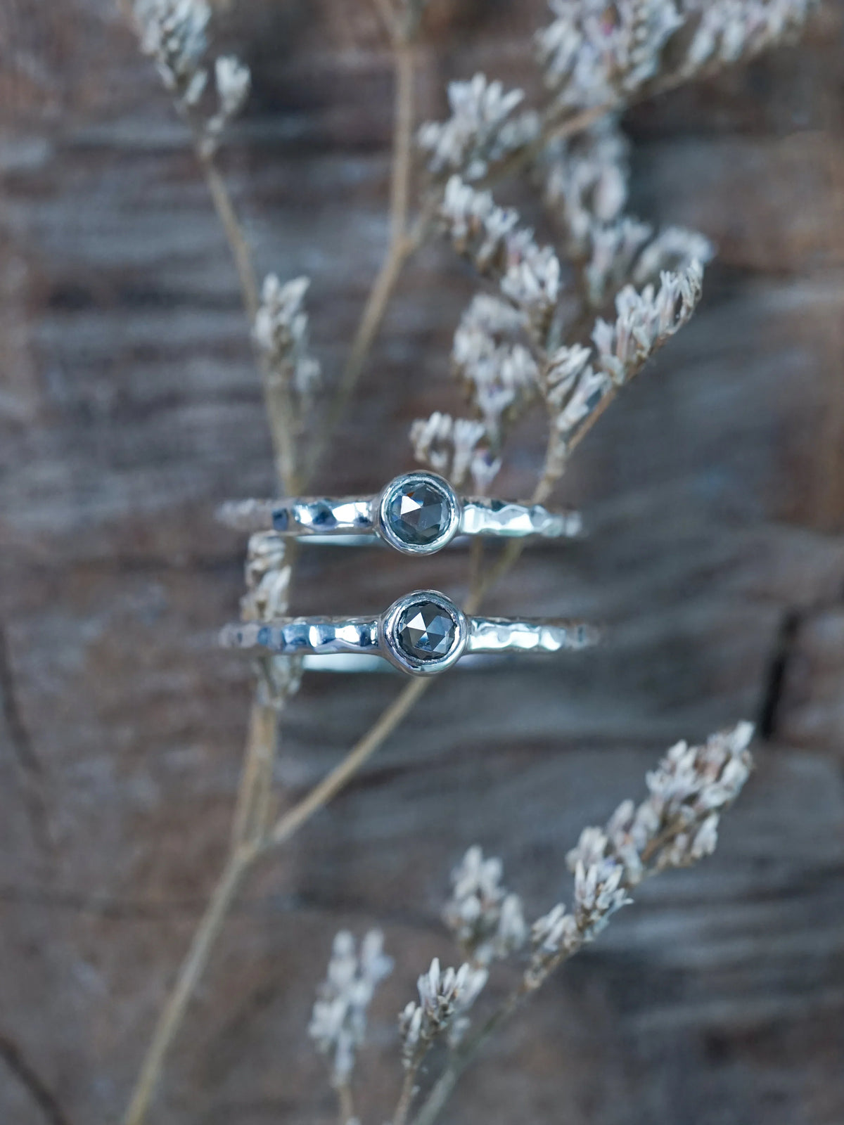 Hammered Blue Sapphire Rings
