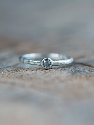 Hammered Sapphire Ring in Silver