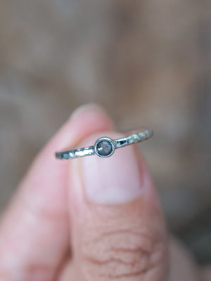 Hammered Sapphire Ring in Sterling Silver