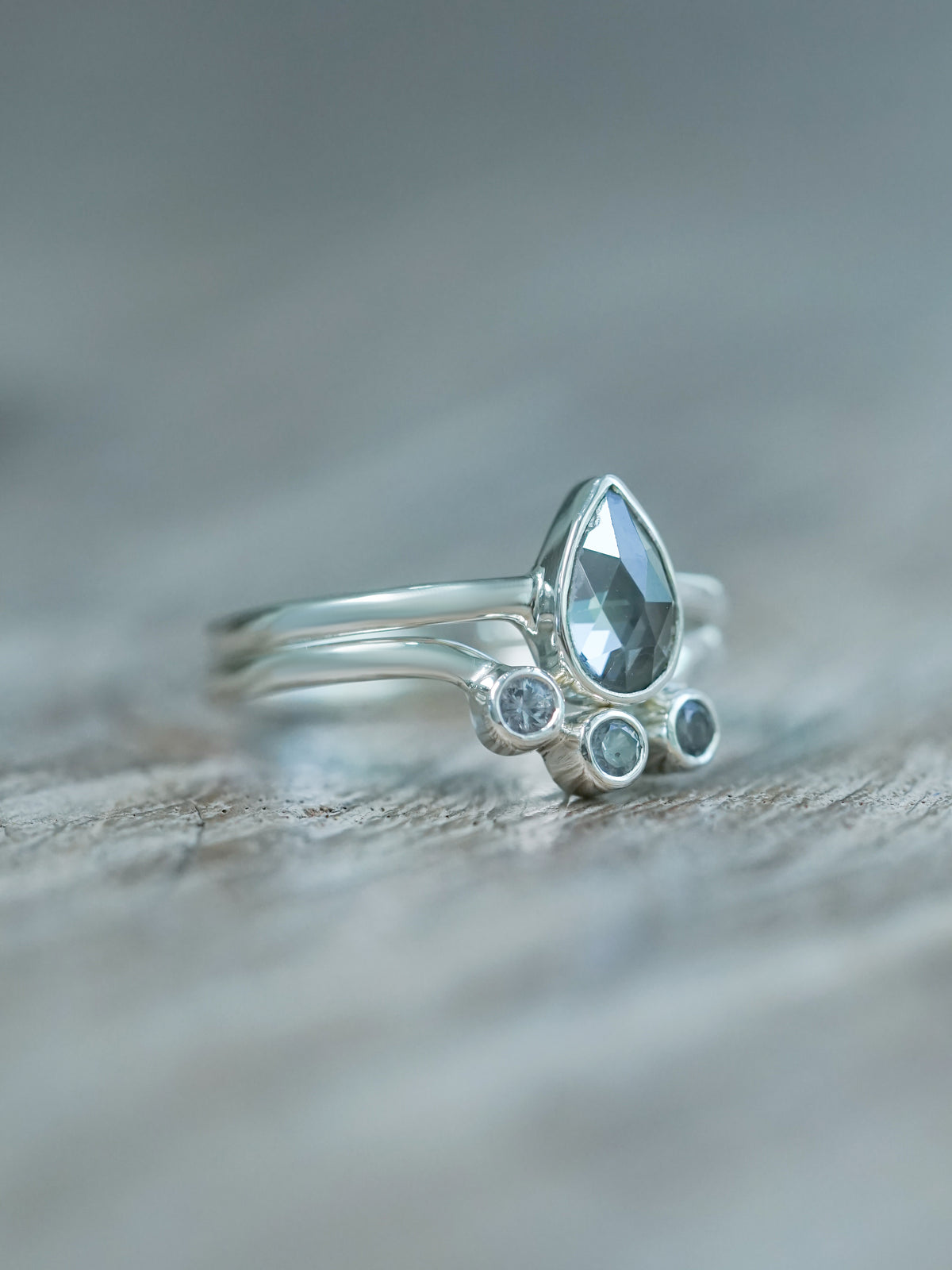 Handcrafted Rose Cut Spinel Ring Set