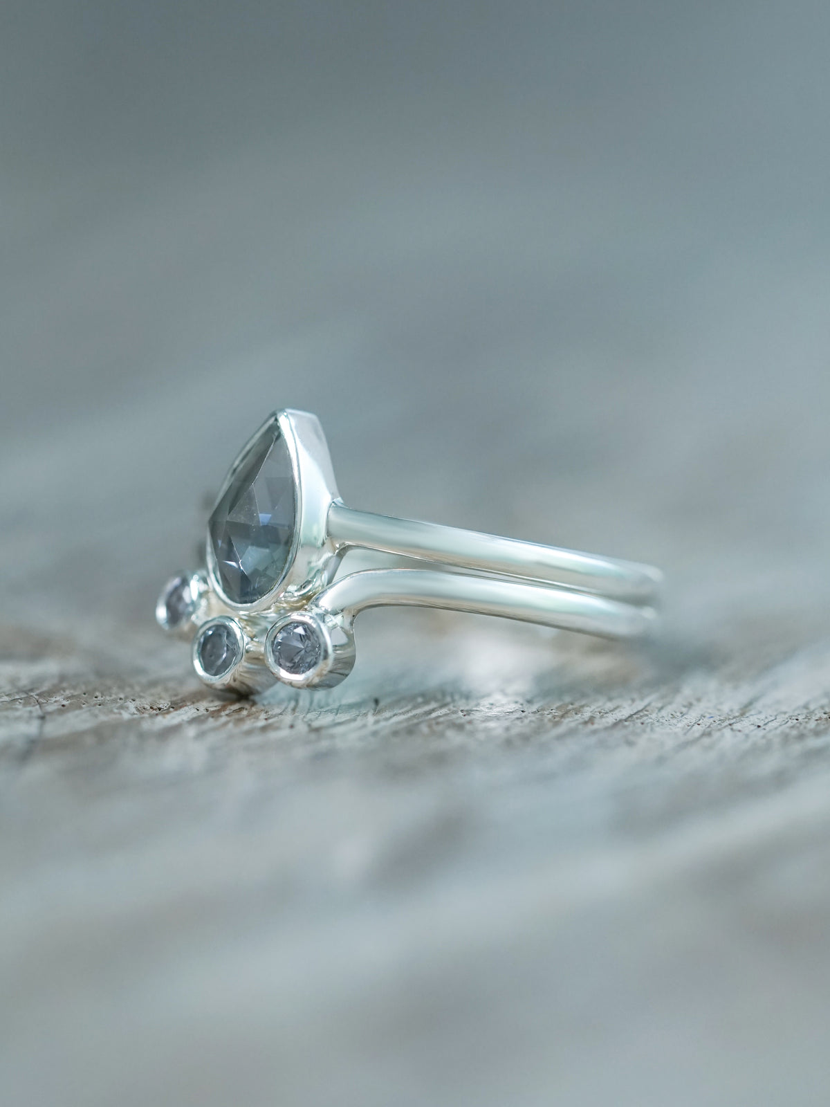 Handcrafted Rose Cut Spinel Ring Set in Silver