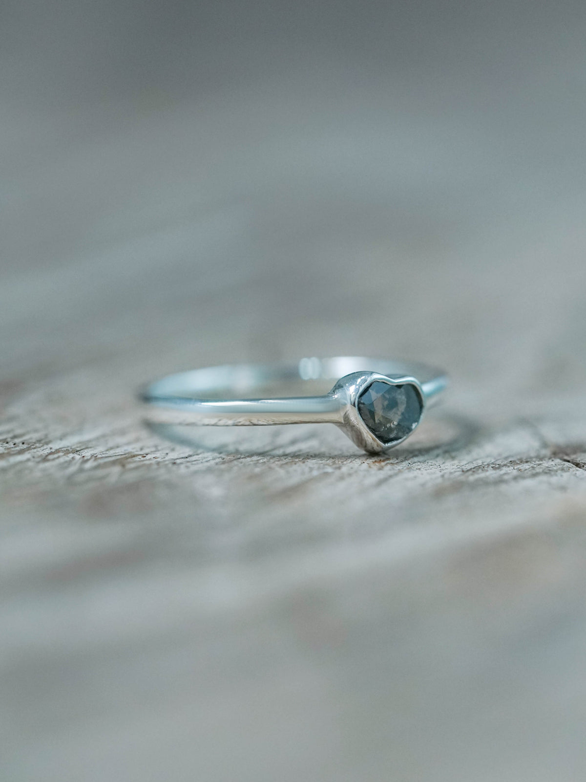 Heart Shaped Diamond Ring in Recycled Sterling Silver