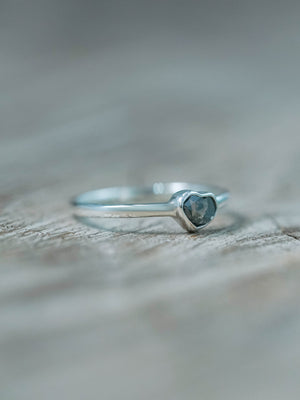 Heart Shaped Diamond Ring in Recycled Sterling Silver