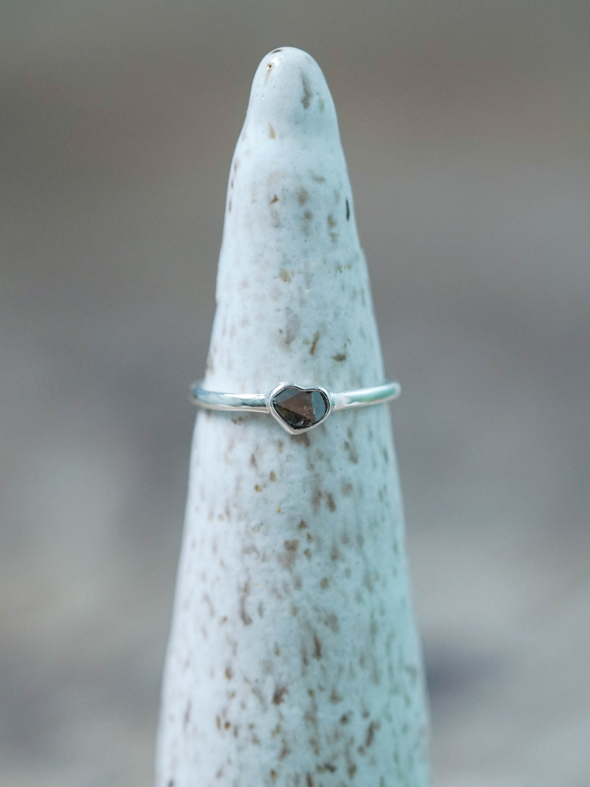 Heart Shaped Diamond Ring in Sterling Silver