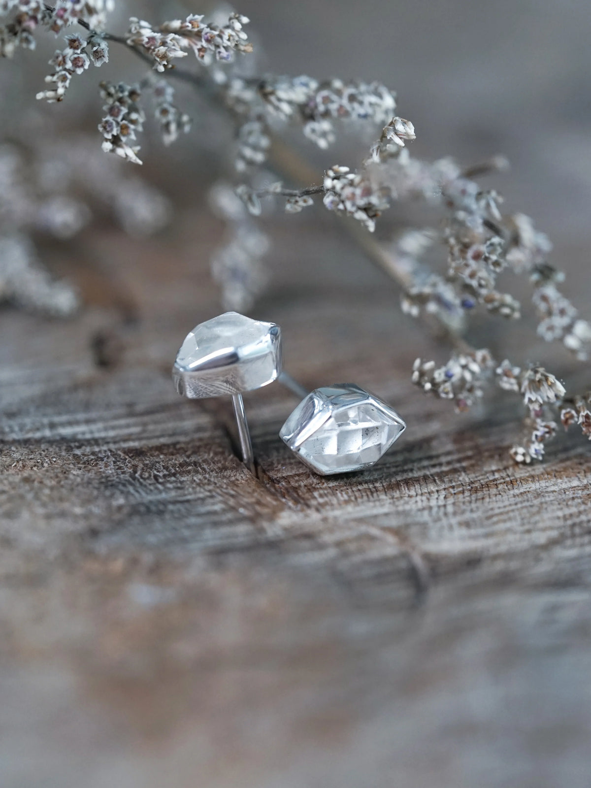 Herkimer Diamond Stud Earrings in Sterling Silver