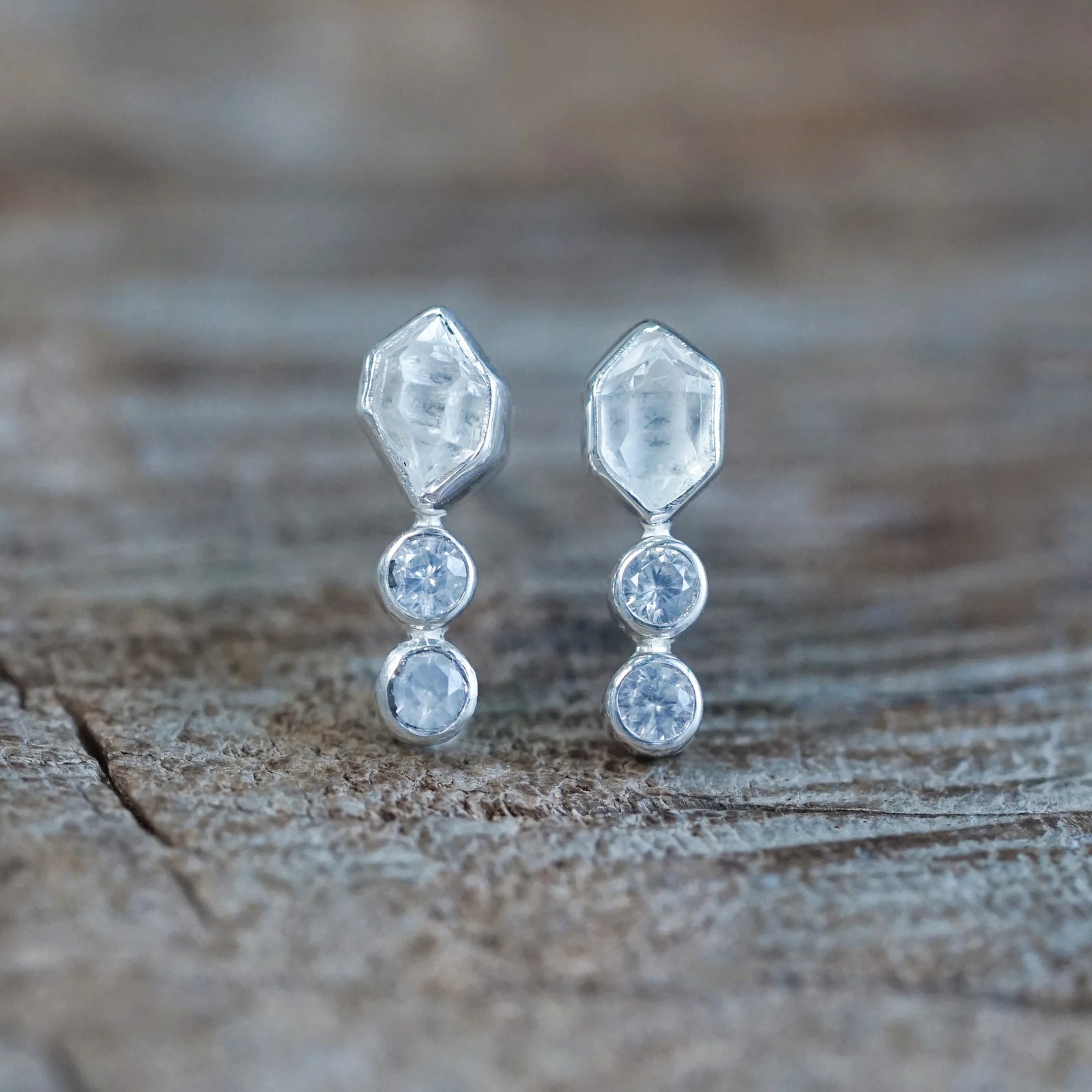 Herkimer Diamond and Zircon Earrings