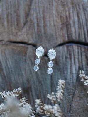 Herkimer Diamond and Zircon Earrings in Sterling Silver