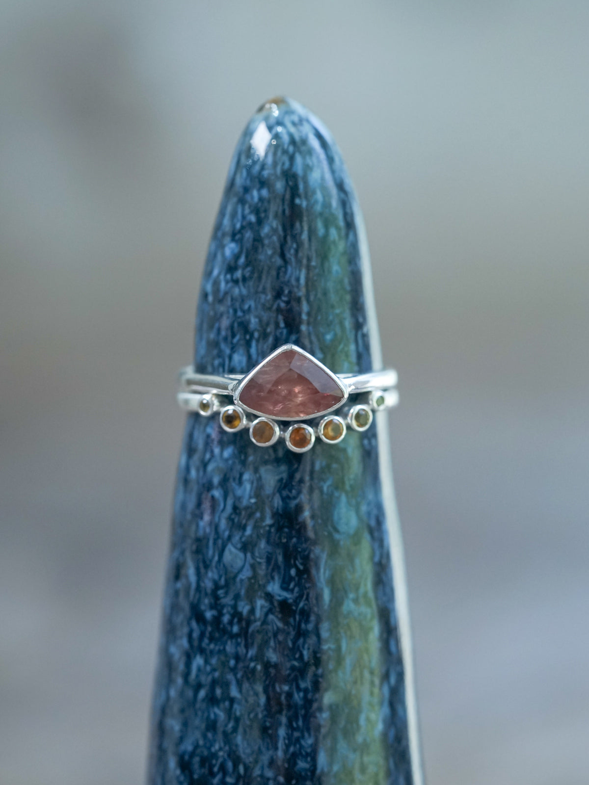 Hessonite Garnet, Citrine and Sapphire Ring Set - Gardens of the Sun | Ethical Jewelry