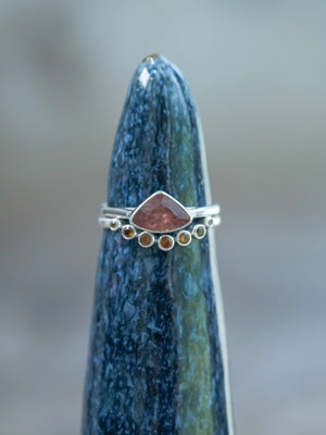 Hessonite Garnet, Citrine and Sapphire Ring Set
