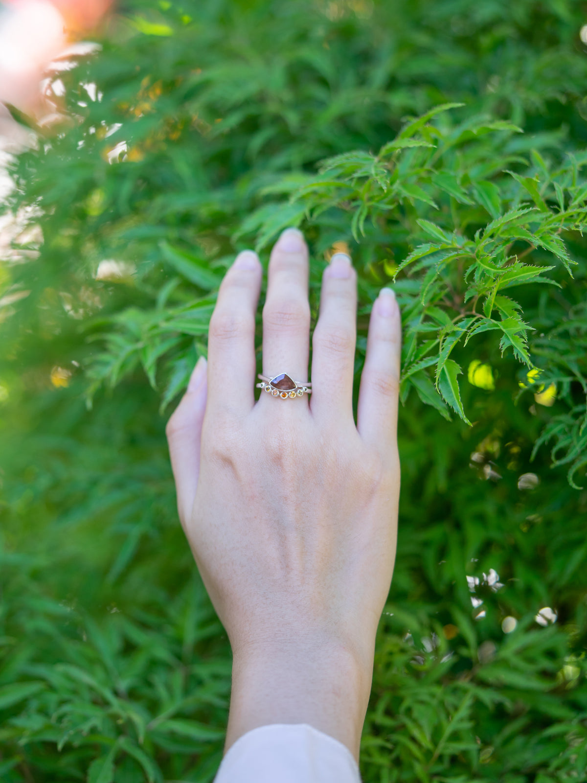 Hessonite Garnet, Citrine and Sapphire Ring Set - Gardens of the Sun | Ethical Jewelry
