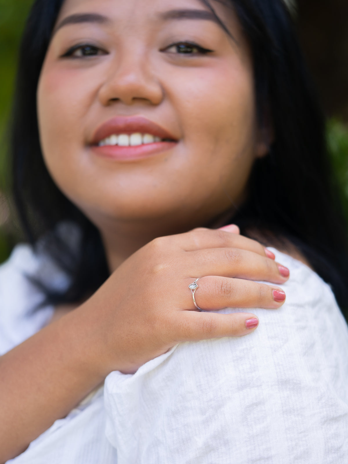 Hexagon Gray Diamond Ring in Silver - Gardens of the Sun | Ethical Jewelry