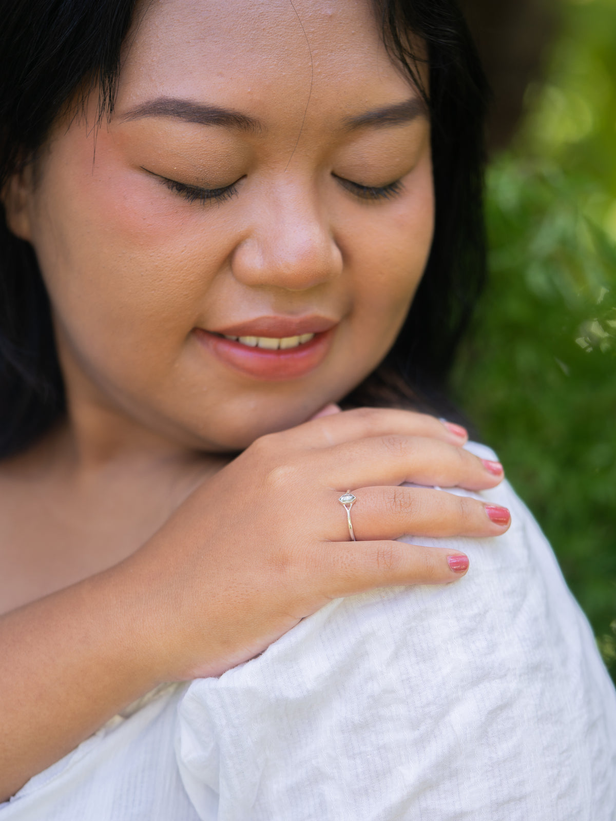 Hexagon Gray Diamond Ring in Silver - Gardens of the Sun | Ethical Jewelry