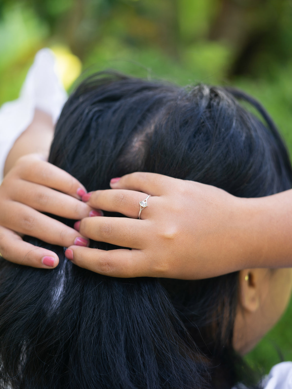 Hexagon Gray Diamond Ring in Silver - Gardens of the Sun | Ethical Jewelry