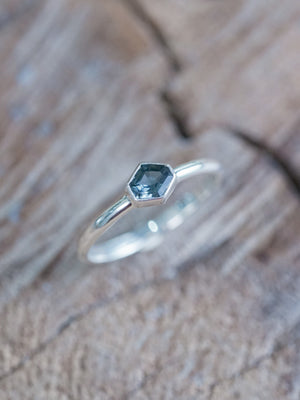 Hexagon Green Sapphire Ring - size 5.5